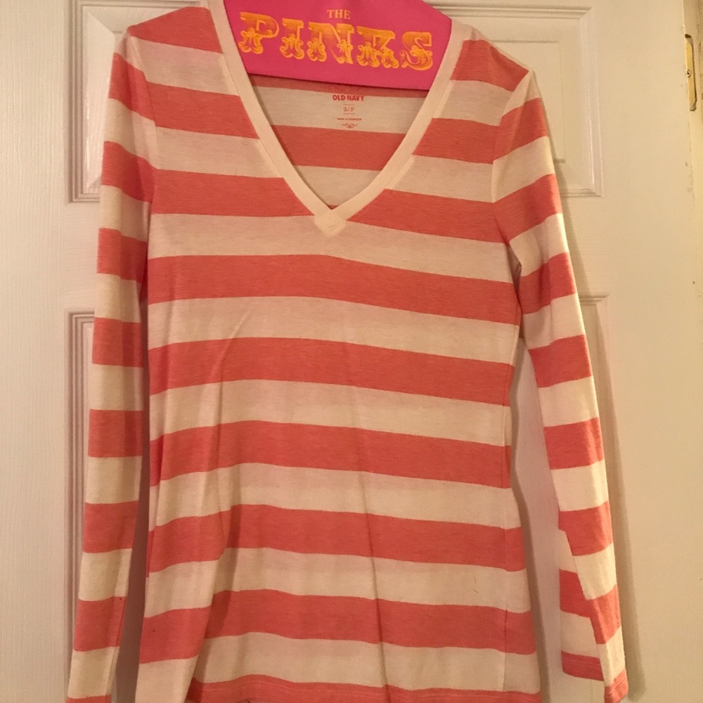 Long sleeve red and cream tshirt